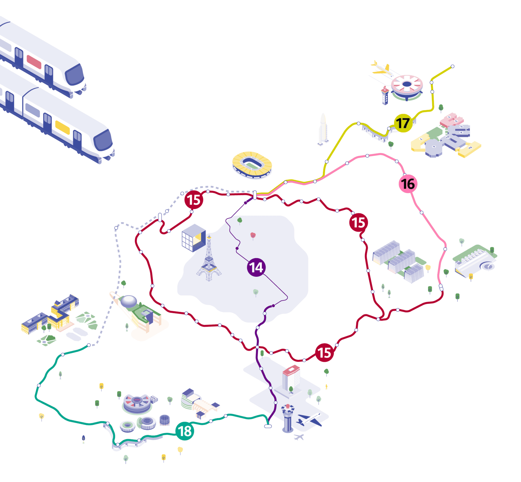 Carte des chantiers du Grand Paris Express avec météo et planning.