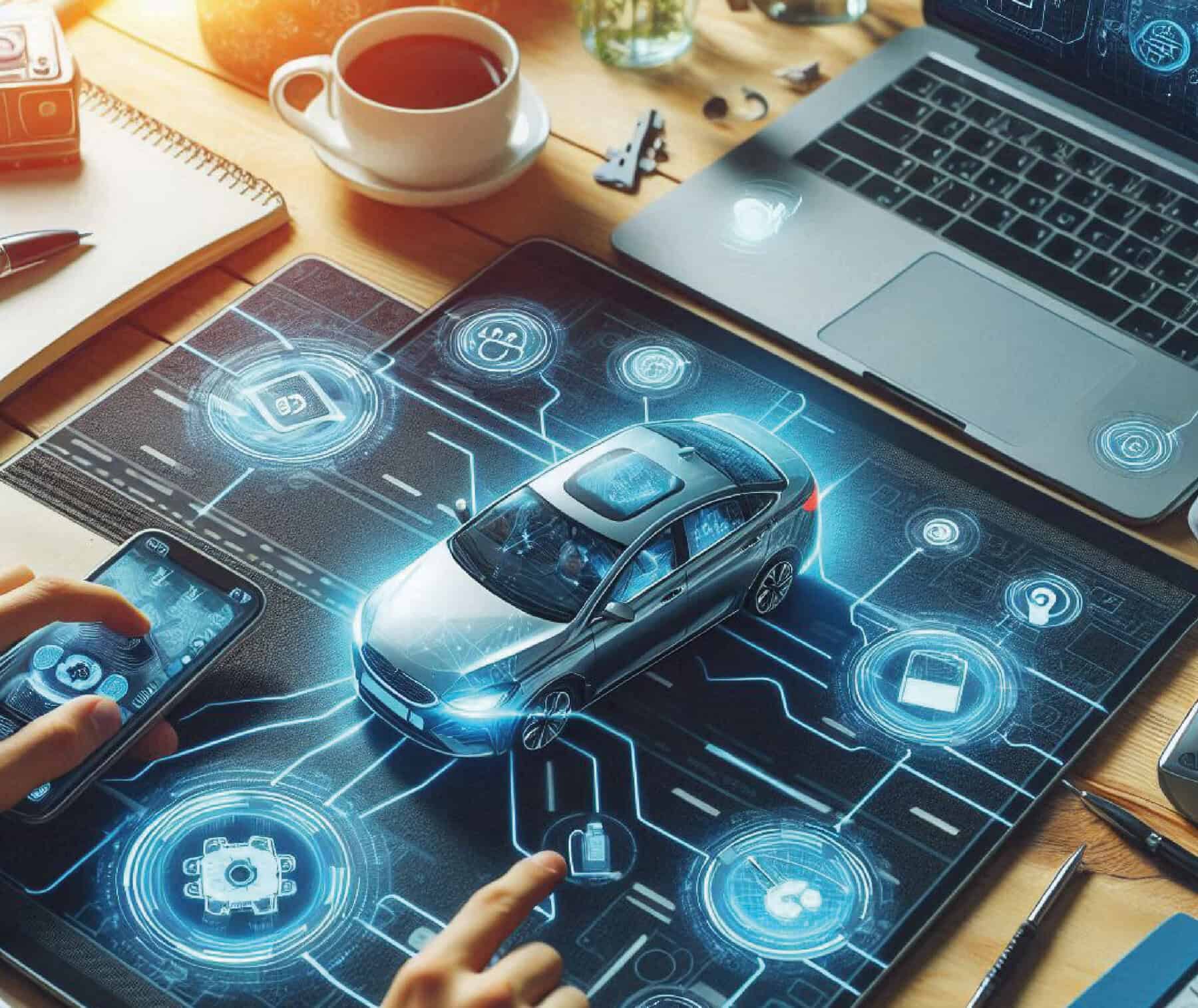 L'IA appliquée à la construction avec une voiture connectée et des interfaces numériques innovantes.