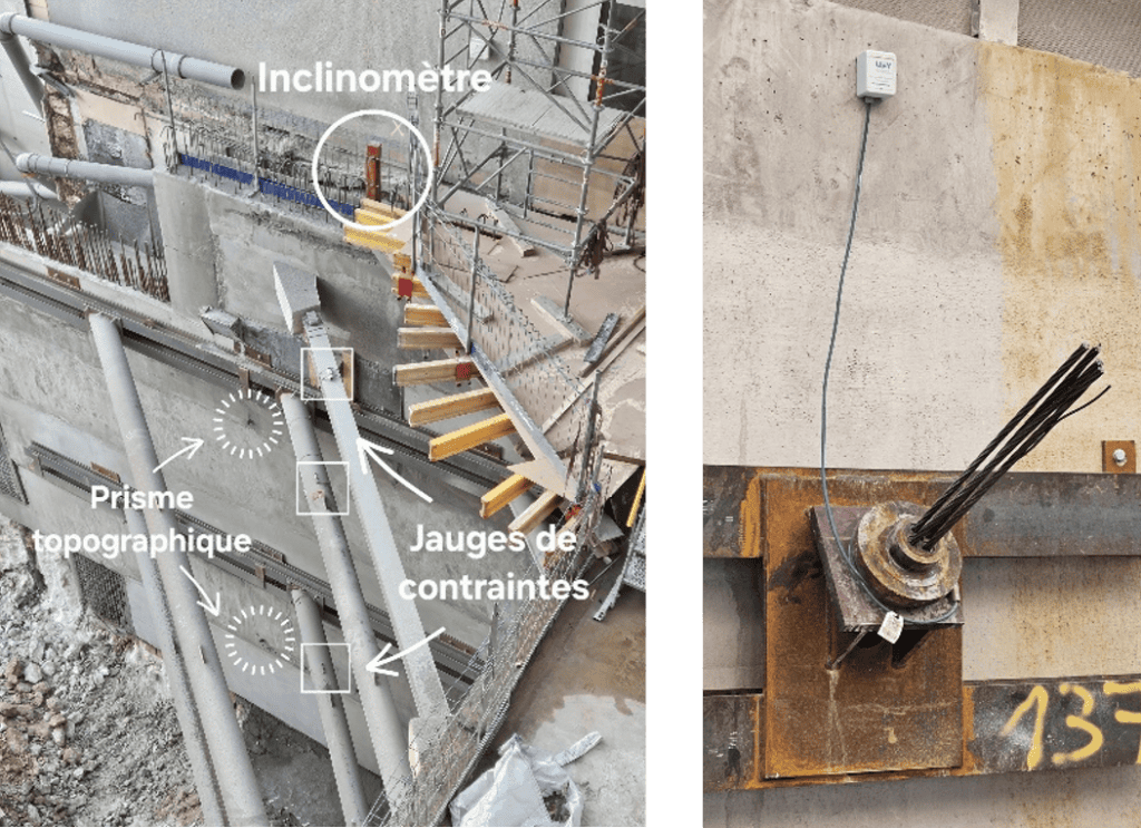 Système d'auscultation d'un immeuble en rénovation lourde, incluant inclinomètre et capteurs de cont.