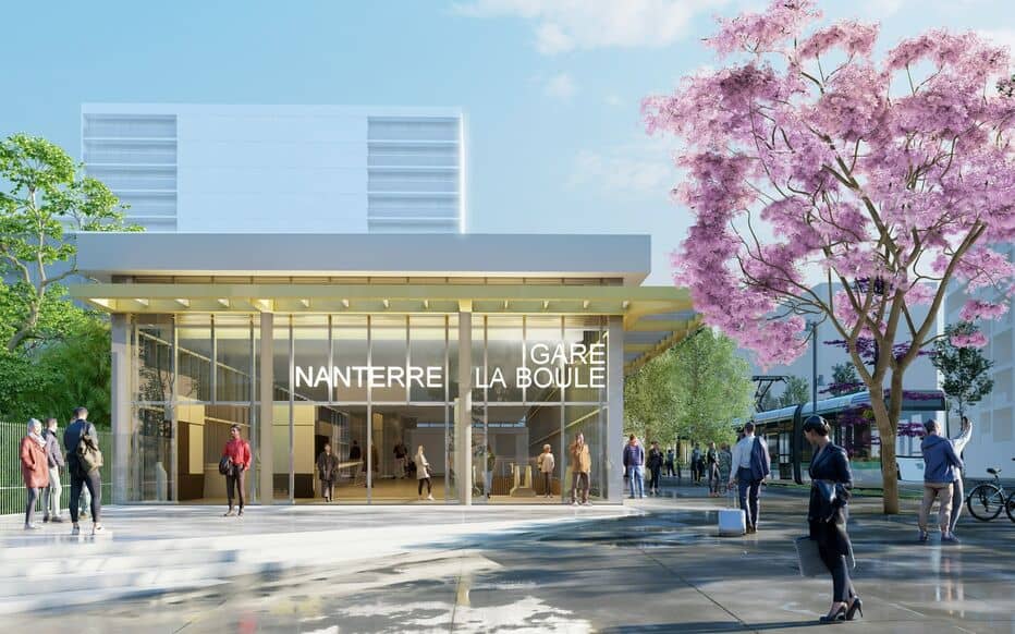 Accès à la station Nanterre La Boule pour la ligne 15 Nord-Ouest du Grand Paris Express.