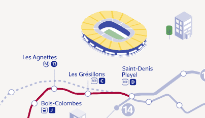 Passage de la ligne 15 Nord Ouest du Grand Paris Express avec station et infrastructure.
