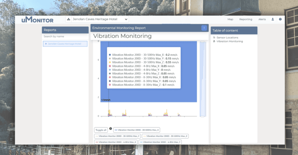 Obtrace Umonitor Vibration Monitoring at Jenolan Caves Hotel - Structural Monitoring