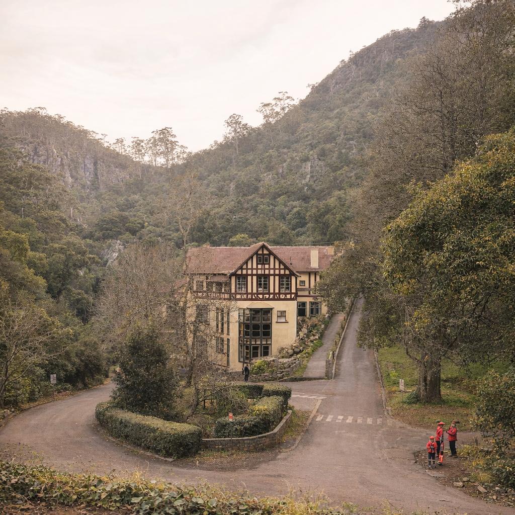 Jenolan Cvaes House view from a hilltop
