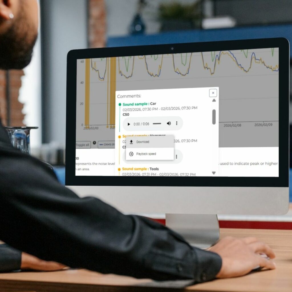 uMonitor AI noise identification with download option