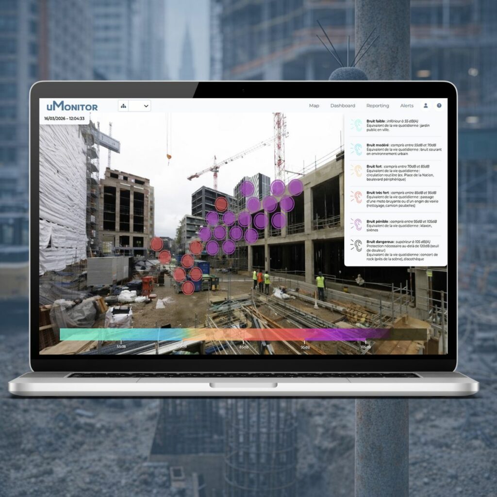 Colour-coded construction noise identification on uMonitor