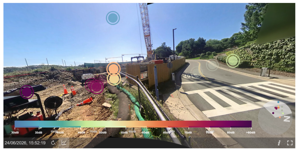 Plateforme, visualisation du bruit sur un chantier