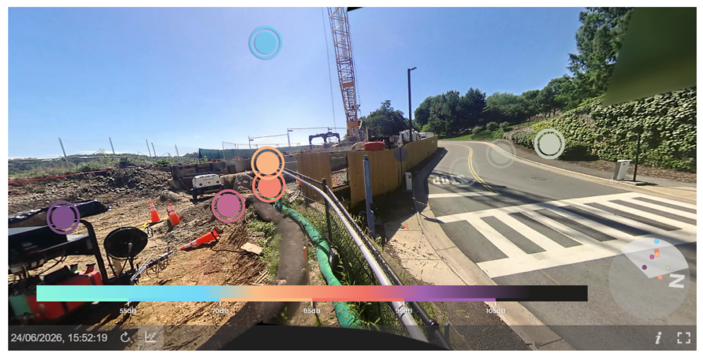 Plateforme, visualisation du bruit sur un chantier